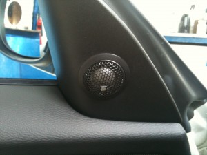 BMW Car Audio Upgrade, Tweeters Installed Cut into door